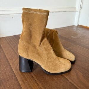 Musier Paris Tan Suede Ankle Boots